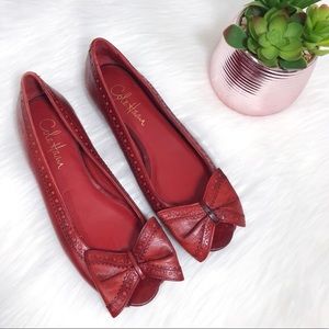 Cole Haan Nike Air Peep Toe Bow Embossed Flats